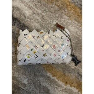 Handwoven Magazine Alphabet Collage Wrislet One ofa Kind Art Clutch Nahui Ollin